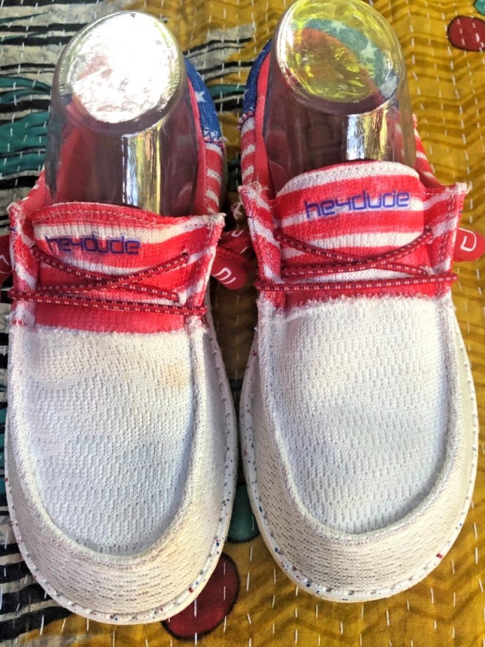 Hey Dude Wendy Sox Patriotic American Flag Shoes Women's Size 6 Slip-On Loafer - Picture 2 of 9